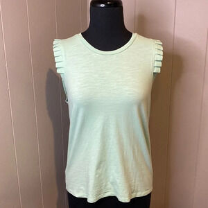 THML Small Mint Sleeveless Shirt Pleated Arms